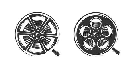 Wall Mural - Film reels silhouette isolated on white background