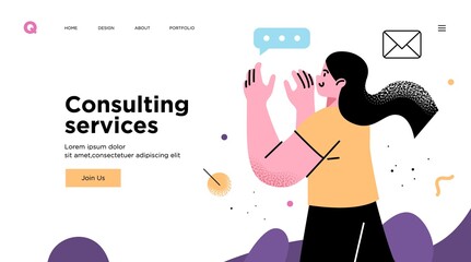 Wall Mural - presentation slide template or landing page website design. business concept illustrations. modern f