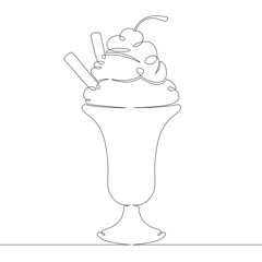 Wall Mural - ice cream with fruit and cookies filling in a glass goblet