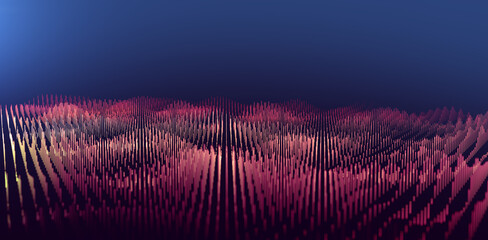 Mesh or net with lines and geometrics shapes detail. 3d illustration. Abstract background of technology and science