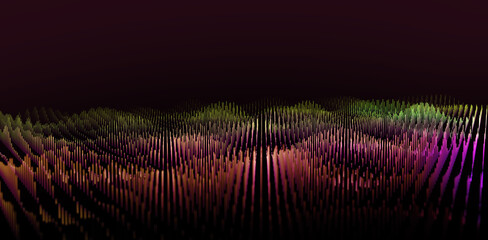 Mesh or net with lines and geometrics shapes detail. 3d illustration. Abstract background of technology and science