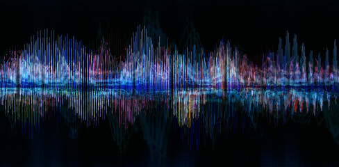 sound waves of the equalizer isolated on black background.music and sound abstract background.3d ill
