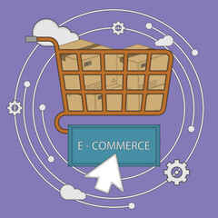 Poster - Online commerce illustration. Internet bussiness. E-commerce concept - Vector