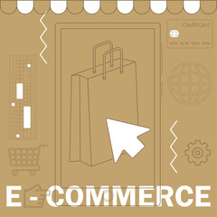 Online commerce illustration. Internet bussiness. E-commerce concept - Vector