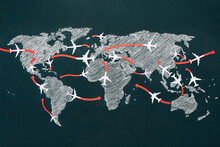 World Map Flight Routes