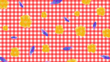 Red Gingham And Floral Pattern Background