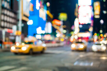 Cabs In Times Square Defocused