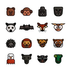 Canvas Print - set of animal icons