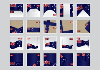Wall Mural - set of new zealand flag icons