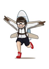 Sticker - Boy with a plane on his back concept