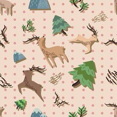 Wall Mural - Scandinavian deer pattern