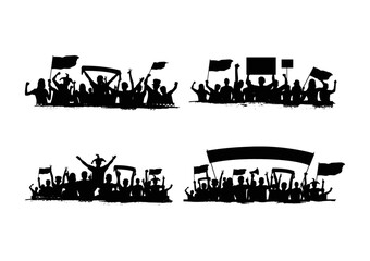 Poster - collection of crowd silhouettes