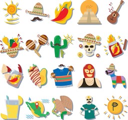 Sticker - Set of mexico icons