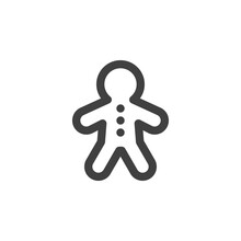 Gingerbread Man Line Icon. Linear Style Sign For Mobile Concept And Web Design. Xmas Cookie Gingerbread Outline Vector Icon. Symbol, Logo Illustration. Vector Graphics