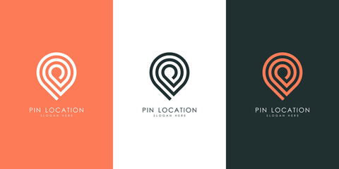 Wall Mural - pin location out line logo vector design