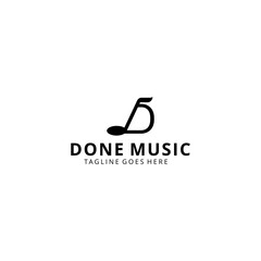 Illustration music note abstract with D sign logo design template