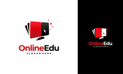Wall Mural - Online Education logo designs concept, Computer Book logo designs template