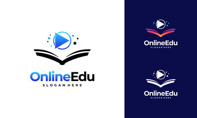 Wall Mural - Online Education logo designs concept, Online Video Education Logo designs
