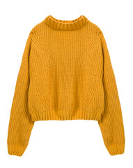 Wall Mural - Sweater yellow color isolated on white.Trendy women's clothing.Knitted apparel.