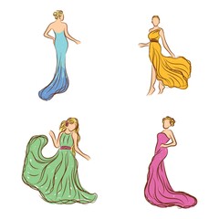 Sticker - Collection of fashion model sketches