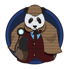 Sticker - detective panda bear