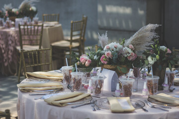 Wall Mural - Couple of served tables for a wedding