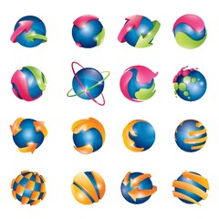 Poster - Set of globe design icons