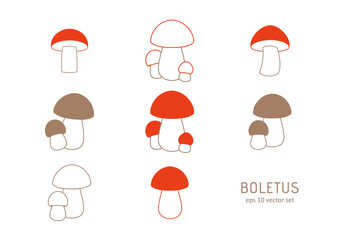 Poster - Mushroom - vector icons set on white background.