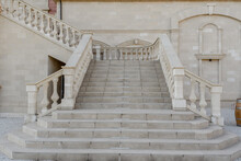 Stairs From White Marble In An Old Antique Building