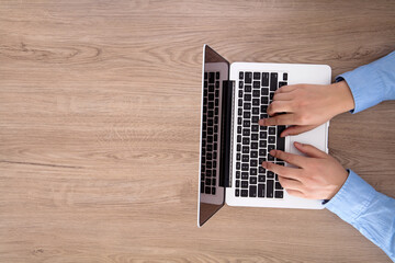 Wall Mural - One hands typing on the computer keyboard