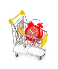 Wall Mural - Alarm clock in shopping cart