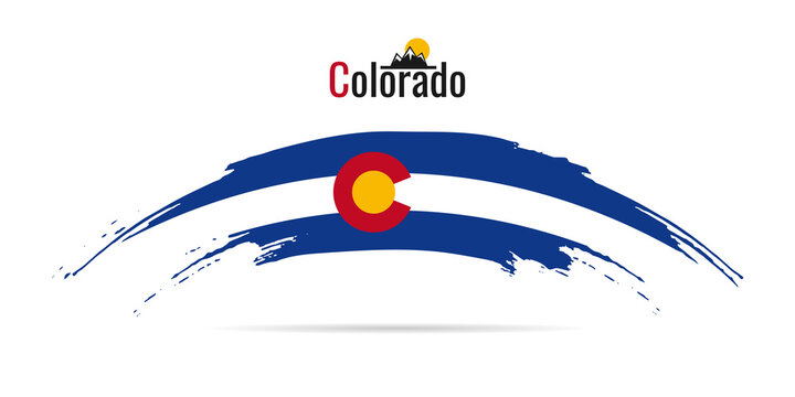 Wall Mural - Hand drawn ink brush stroke national color Flag of Colorado USA State. Colorado patriotic symbol on white background. Holiday design poster, banner, flyer. Concept vector illustration