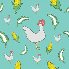 Canvas Print - chicken and corn background design