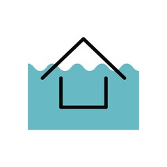 Poster - House on flood vector illustration