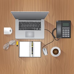 Poster - flatlay of desktop table