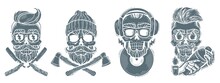 Black White Skulls Professions Emblems