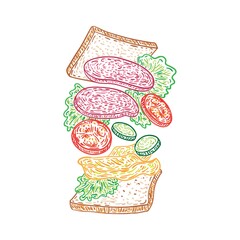 Wall Mural - Tossed salami sandwich