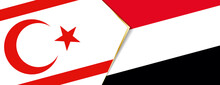 Northern Cyprus And Yemen Flags, Two Vector Flags.