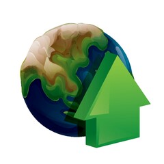 Sticker - planet earth with arrow concept