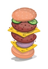 Wall Mural - tossed cheeseburger