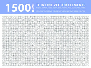 Wall Mural - set of 1500 high quality thin line icons . isolated vector elements