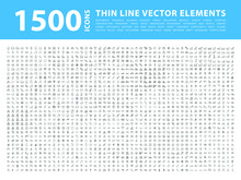 Set Of 1500 High Quality Thin Line Icons . Isolated Vector Elements