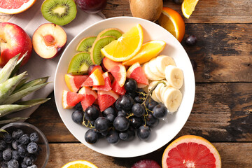 Wall Mural - fruit salad and fresh ingredients