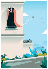 Wall Mural - Windy day in spring