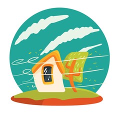 Wall Mural - House caught in hurricane