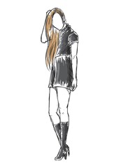 Canvas Print - Fashion model in playsuit sketch