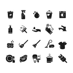 Wall Mural - set of cleaning icons