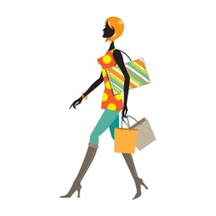 Poster - woman walking with shopping bags