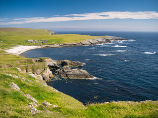 Wall Mural - Dramatic coastal scenery around Funzie Bay on the island of Fetlar in Shetland, Scotland, UK