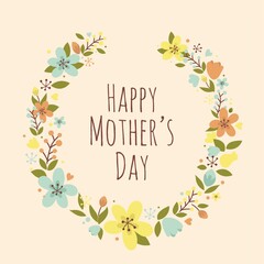 Wall Mural - Floral happy mothers day wishes.